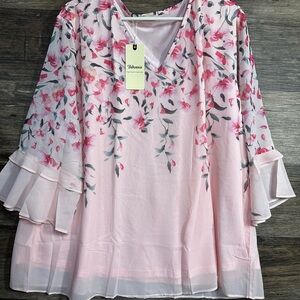 Bebonnie Pink Floral Women's Blouse